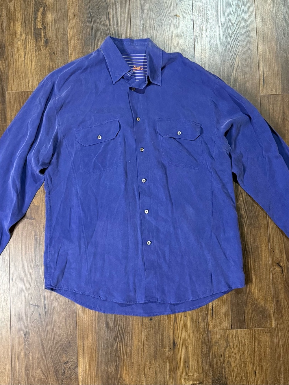 Bugatchi Uomo Men’s Large Blue 100% Tencel Button Front Shirt Long Sleeve - Picture 2 of 10